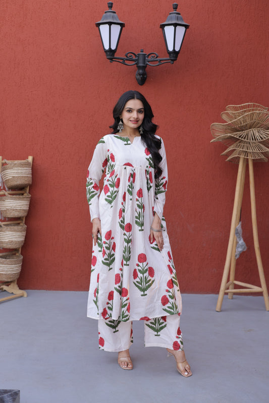 Radhika Cotton Printed Kurti with Pant Designer Collection