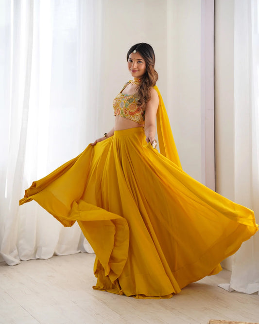 Preeti Yellow Color Pure Soft Georgette Lehenga Choli