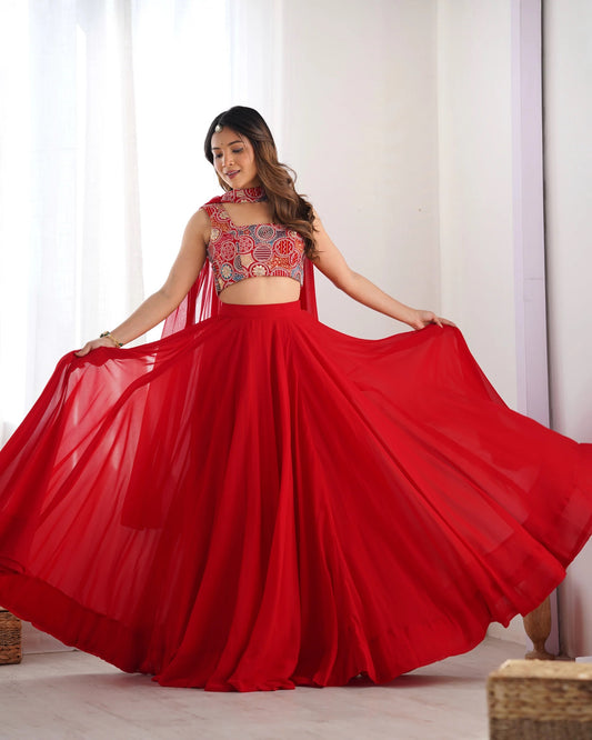 Kiara Red Color Pure Soft Georgette Lehenga Choli