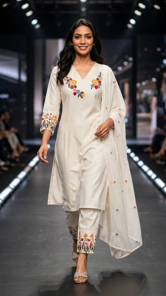 Anushka Embroidered Stylish Straight Kurta Set