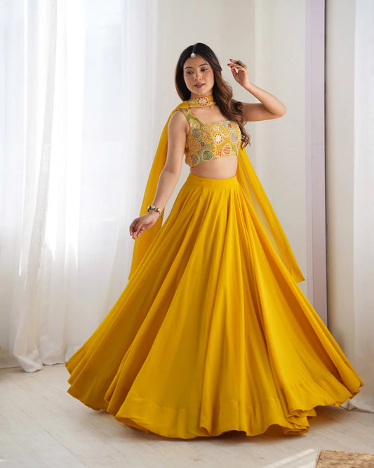 Preeti Yellow Color Pure Soft Georgette Lehenga Choli
